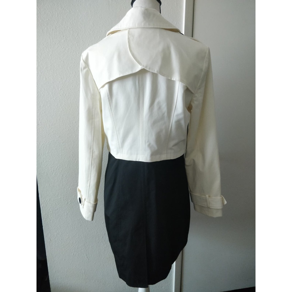 3/$20 Forever 21 Black White Colorblock Peacoat Trench Longline Jacket M - Picture 5 of 13